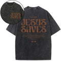 [ Mineral Wash ] Jesus Saves Christian Washed TShirt Jesus Graphic Washed Style Shirt Hoodie, Sweatshirt | GrindPrints.com