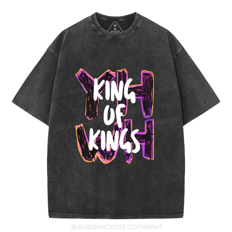[ Mineral Wash ] King Of Kings Christian Washed TShirt Jesus Graphic Washed Style Shirt Hoodie, Sweatshirt | GrindPrints.com