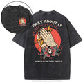 [ Mineral Wash ] Pray About It Chrsitian Washed TShirt Jesus Graphic Washed Style Shirt Hoodie, Sweatshirt | GrindPrints.com