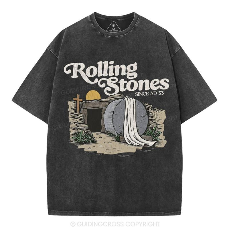 [ Mineral Wash ] Rolling Stone Christian Washed TShirt Jesus Graphic Washed Style Shirt Hoodie, Sweatshirt | GrindPrints.com
