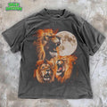 [ Mineral Wash ] Three Lion Graphic Tee , Vintage Style Moon Shirt , Retro Lion TShirt , Celestial Moonlit Wildlife Tee ,...
