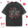 [Mineral Wash Shirt] Do Everything In Love Christian Washed Shirt Jesus Graphic Style Shirt Casual Crewneck Hoodie,...