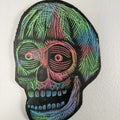 Mini Skull ( 6" x 8") Woodcut Printed on Painted and Shaped Wooden Panels 6" x8" Decor Wall T-Shirts, Hoodie, Sweatshirt