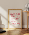Minimalist Heart Quote Print - Aesthetic Love Wall Art, Feminine Decor, No Frame, Girly Gift, Dorm Room Poster, Birthday...