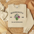 Minnesota Lady Slipper Embroidered State Flower Sweatshirt, Hometown Embroidered Shirt, Favorite Flower Embroidered Shirt...