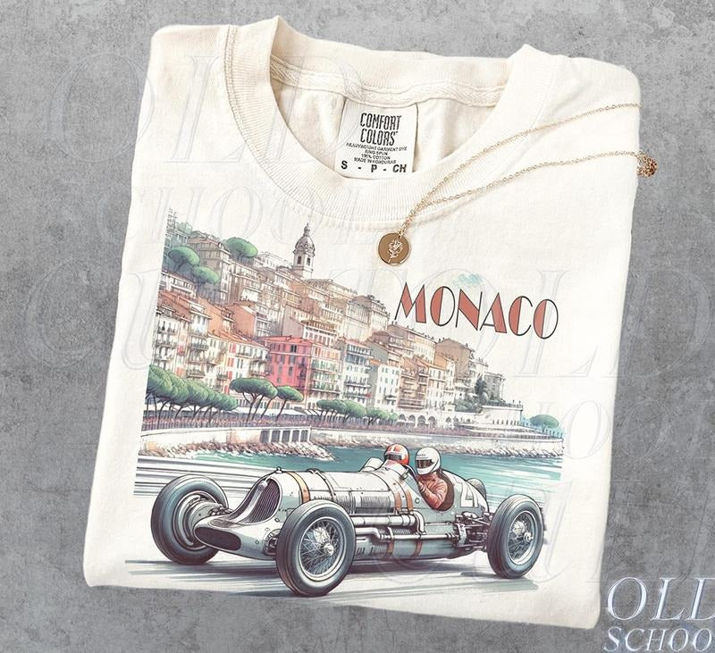 Mo0naco 1937 Racer Vintage T-Shirt Comfy T-Shirt for Nature Lovers Classic 90s Retro Hoodie, Sweatshirt | GrindPrints.com