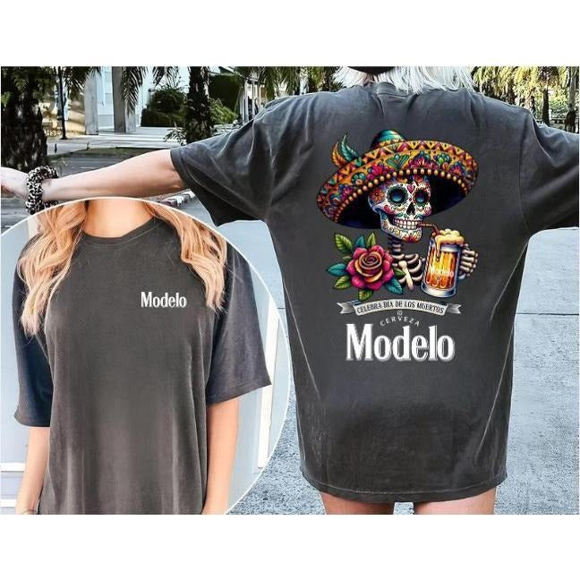 Modelo Sugar Skull Apparel Mexican Dia De Los Muertos Dead T-Shirt Hoodie, Sweatshirt | GrindPrints.com