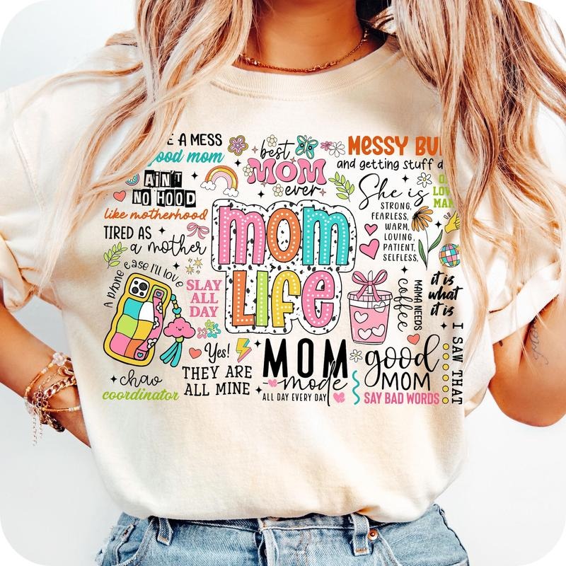 Mom Life T-Shirt, Mother's day T-Shirt, Funny Mama Quotes T-Shirt, Mama Mom Mental Health T-Shirt, Retro Mother T-Shirt,...