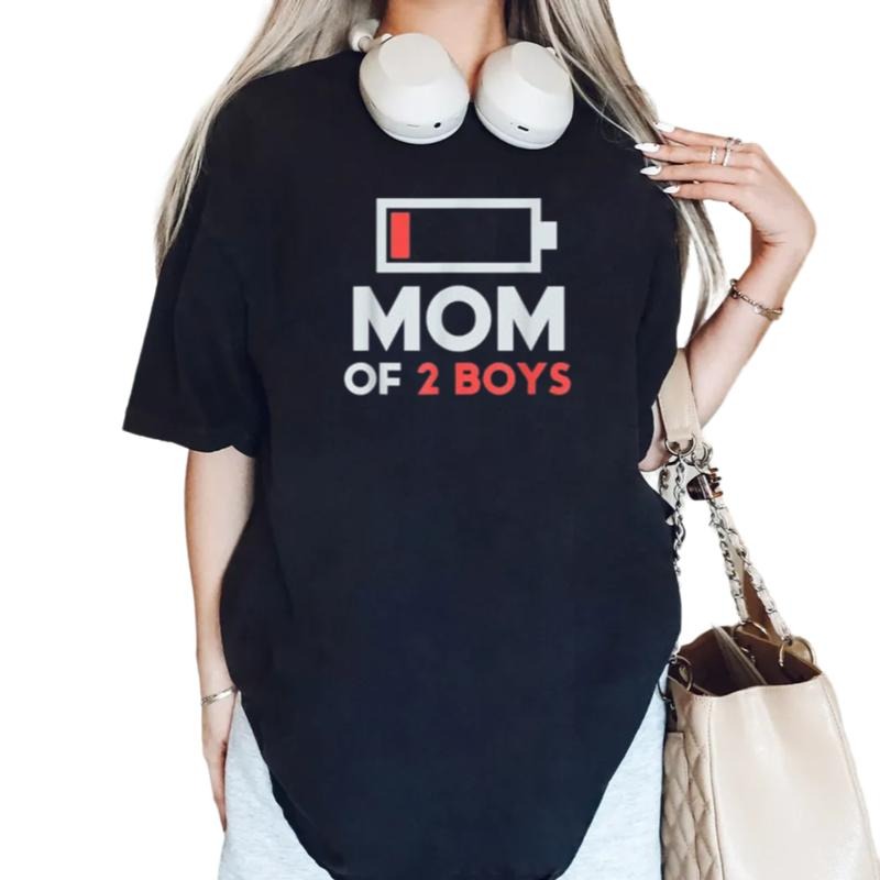 Mom Of 2 Boys Shirt, Gift For Mom From Son, Mothers Day Birthday Gift For Women T Shirt, Short Sleeve Crew Neck Top,...