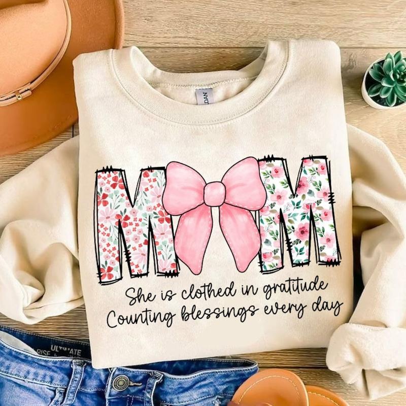 Mom She is Clothed in Gratitude Counting Blessings Every Day shirt, Wildflowers Mom shirt Hoodie, Sweatshirt