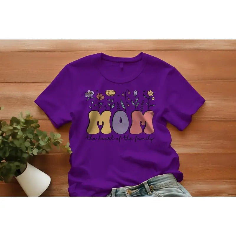 Mom The Heart Of The Family Mother's Day Women's T-Shirt Hoodie, Sweatshirt | GrindPrints.com