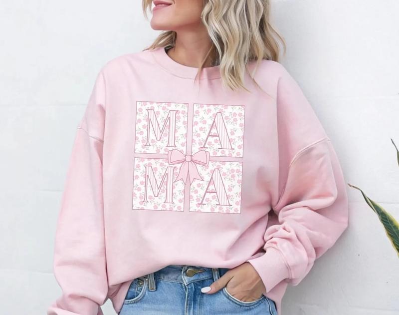 Mommy bow crewneck sweatshirt, MAMA sweater, Mother's Day gift idea T-Shirts, Hoodie | GrindPrints.com