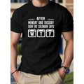 "Monday And Tuesday Are Said On The Calendar" Pattern Printing Cotton Casual Novel Men's T-shirt, Short-sleeved Summer...