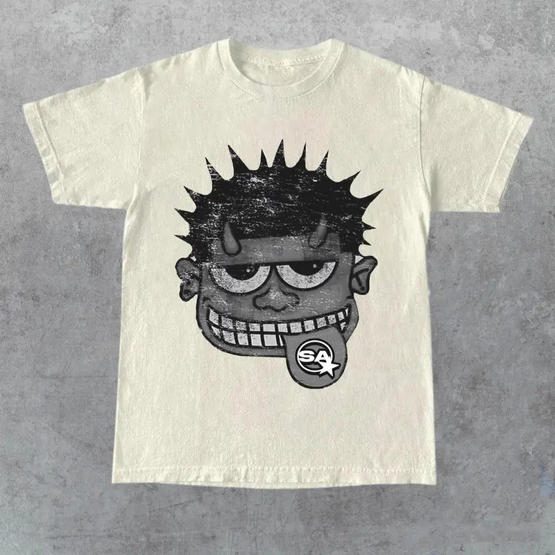 Monster Grey Black Cropped Crewneck T Shirt, Unisex Cotton Graphic Shirts Hoodie, Sweatshirt | GrindPrints.com