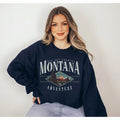 Montana Retro Sweatshirt Unisex Crewneck with Mountain Print, Cotton Spandex Blend, Casual Style for Women - Womenswear...