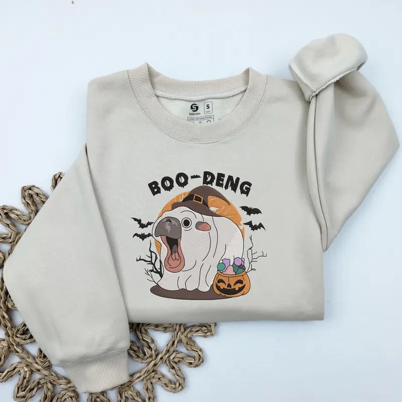 Moo Deng Halloween Graphic Printed Sweatshirt, Moo Deng Shirt, Cute Baby Hippo Moo Deng, Baby pygmy hippo Moo Deng...