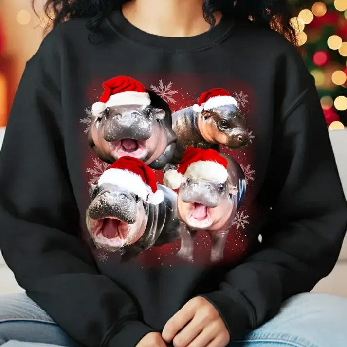 Moo Deng Moon Galaxy Shirt, Baby Pygmy Hippo Moo Deng Shirt, Moo Deng Christmas Shirt Hoodie, Sweatshirt | GrindPrints.com