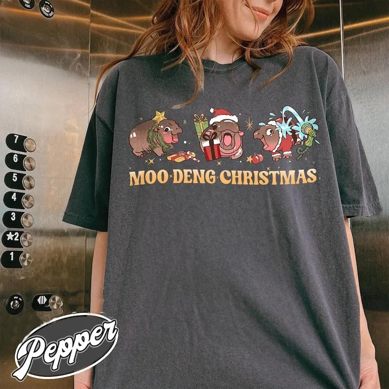 Moo Deng Shirt,Baby Hippo Shirt,Christmas Shirt, Baby Hippo Tee, Moo Deng Gift, Christmas Gift, Moo Deng Lover Shirt,...