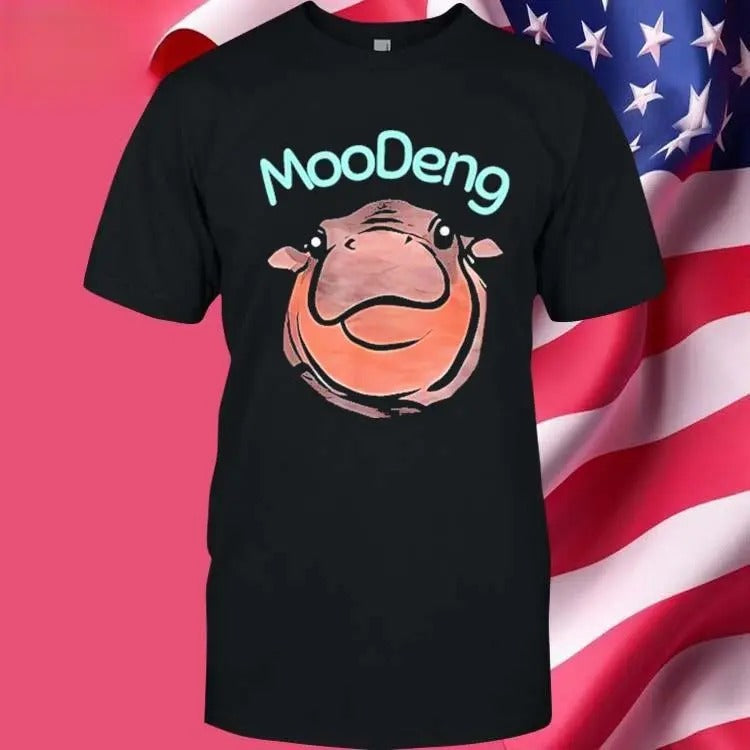 Moo Deng T-Shirt, Gift For Her, Gift For Him Fabric Top Cotton Hoodie, Sweatshirt | GrindPrints.com