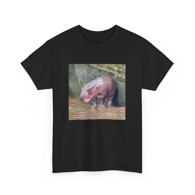 Moo Deng Heavy Cotton Baby Hippo Shirt Funny Menswear Top Underwear Streetwear T-Shirts, Hoodie, Sweatshirt
