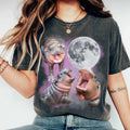 Moo Deng With The Moon Shirt, Moo Deng Shirt, Cute Baby Hippo Moo Deng Bouncy Pig in Thai Hippopotamus Shirt, Hippo...