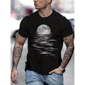 Moon graphic print T-shirt men's casual style summer and autumn slightly elastic round neck T-shirt Made in USA Hoodie,...