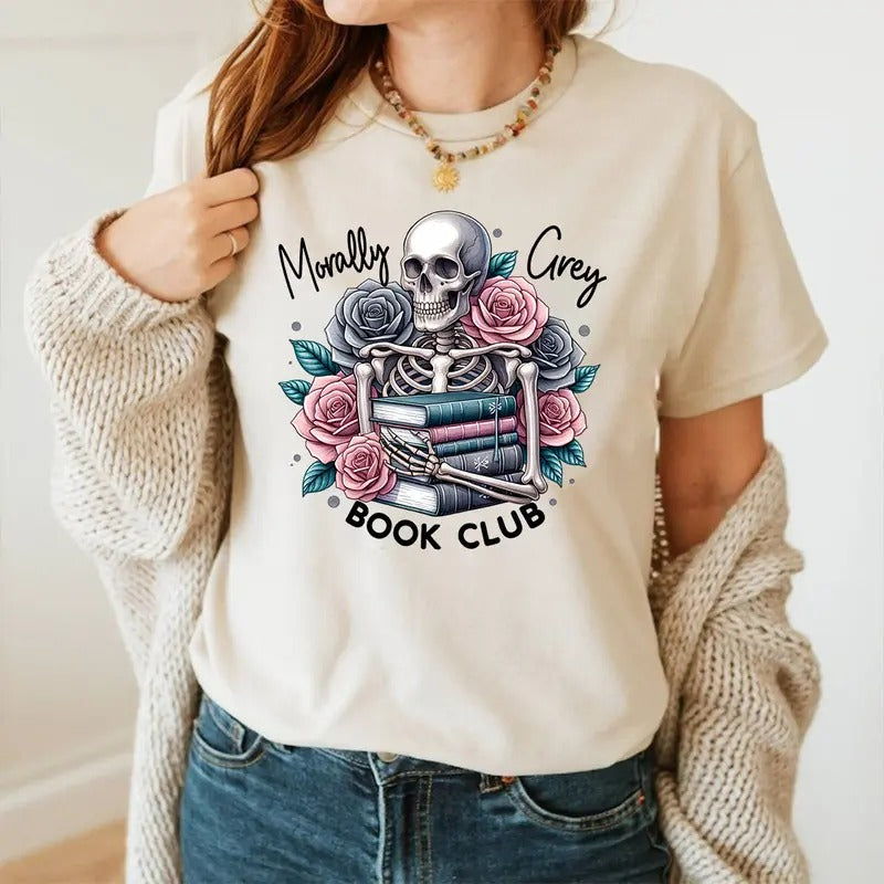 Morally Grey Book Club Shirt Villain Era Reading Goth Coquette Book Shirt Skeleton Book Dark Academia Dark Romance T-Shirts, Hoodie, Sweatshirt