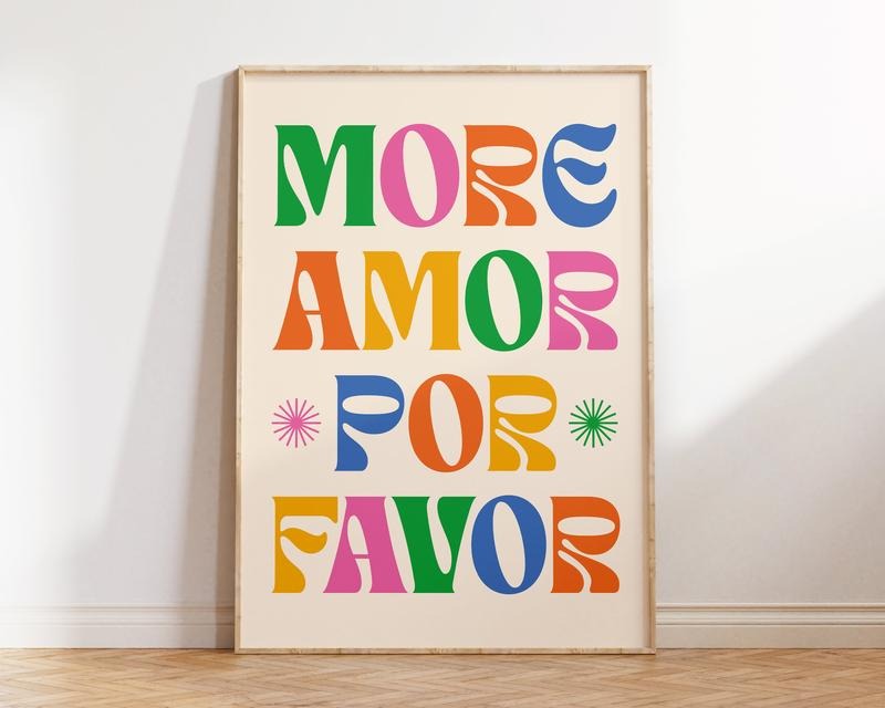 More Amor Por Favor Print, Retro Wall Decor, Trendy Wall Art, Maximalist Poster, Love Quote, Aesthetic Print, Poster...
