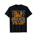 [Mosquito-Resistant Cotton Tee] Mosquito-Resistant Cotton Men's T-Shirt - "Full of Christ" Quote, Casual Round Neck,...