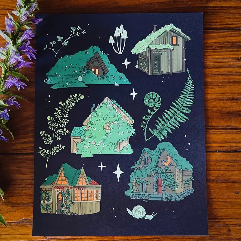 Mossy Houses 8.5x11 art print T-Shirts, Hoodie, Sweatshirt | GrindPrints.com