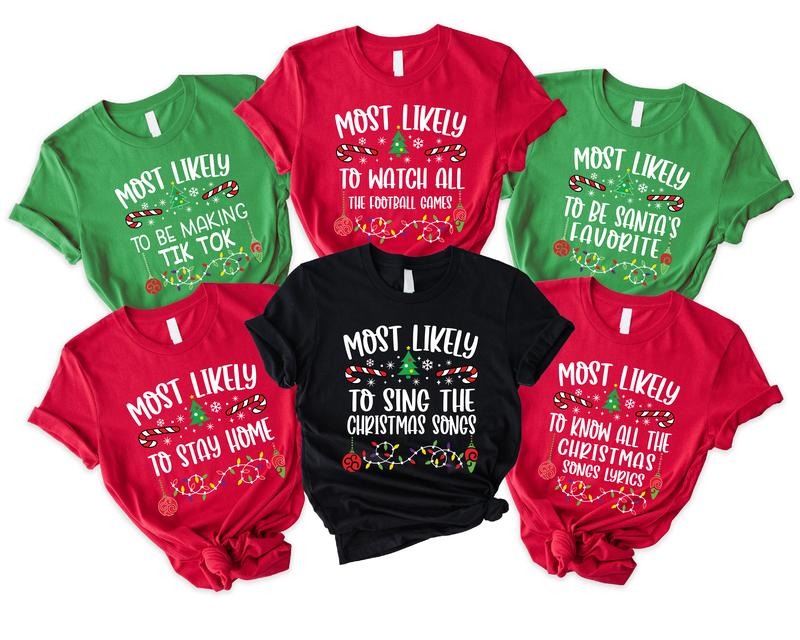 Most Likely To Christmas Shirt, Siblings Matching Christmas Shirts, Funny Saying Christmas Tee, Family Christmas Holiday...