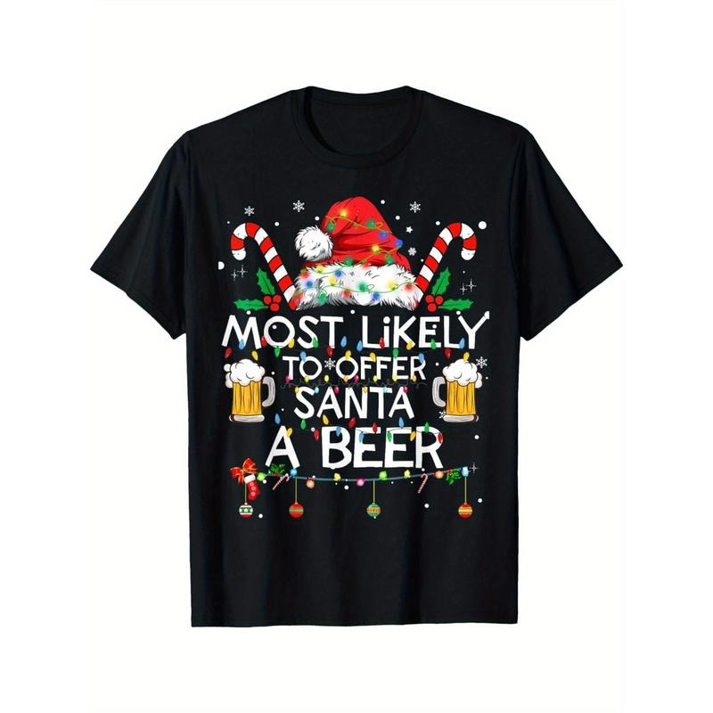 Most Likely To Offer Santa A Beer Funny Christmas Drinking men's T-Shirt made in usa Hoodie, Sweatshirt | GrindPrints.com