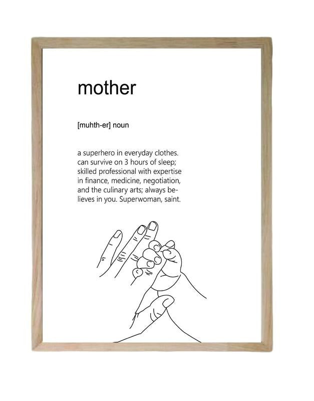 Mother Definition Print, Minimalist Print Modern Art, Mothers Day Gift, Mom Pregnant Art Poster Gift, Poster Prints No...