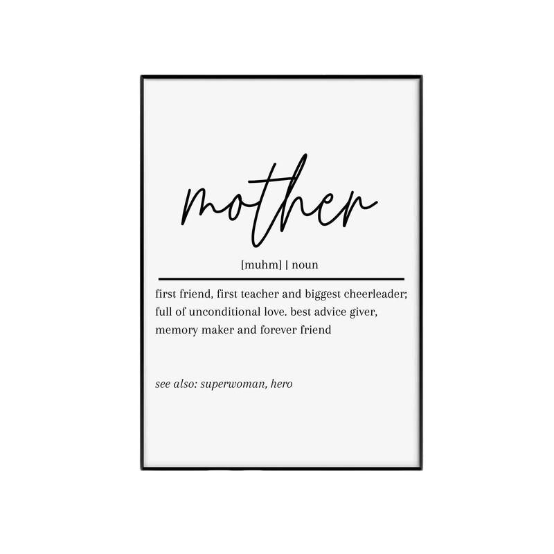 Mother Definition Wall Print, Gift For Her, Quote Print, Mom Gift, For New Moms, New Mom Affirmation, Mental Health...