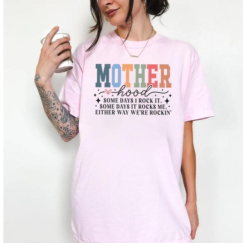 Mother Hood Shirt, Mothers Day Gift, Cool Moms Club, Badass Mom Shirt, Motherhood T Shirt, Some Days I Rock It, Unisex...