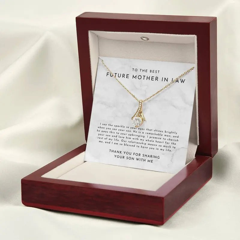 Mother In Law Necklace, Gift For Future Mother In Law, Wedding Jewelry, Necklace With Message Card, Gift For Future Mom...