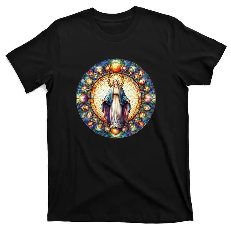 Mother Mary Stained Glass : Mother God Jesus Christ Catholic T-Shirts, Hoodie, Sweatshirt