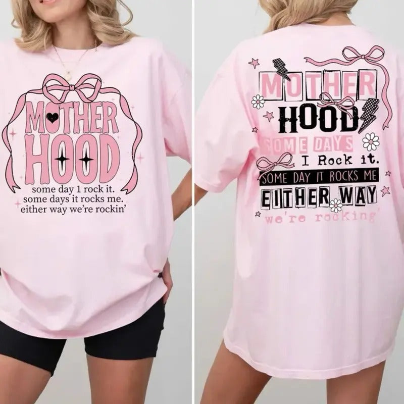 Motherhood Coquette Bow Shirt, Mother's day gift, Gift for mama Hoodie, Sweatshirt | GrindPrints.com