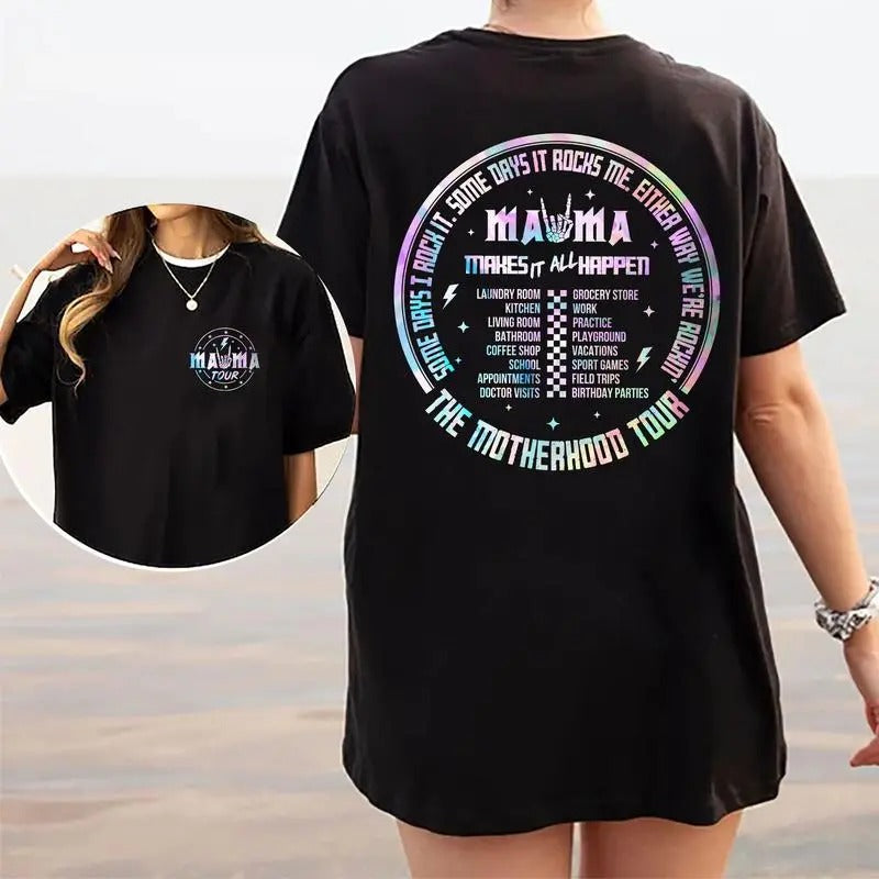 Motherhood Some Days I Rock It Shirt, Mama Funny Tour Graphic Tee Women, Motherhood Unhinged Shirts, Viral T-shirts For...