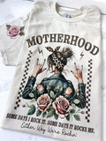 Motherhood Some Days I Rock it Some Days it Rocks me Short Sleeve Graphic Tee Unisex Screen Printed T-Shirt Womenswear...