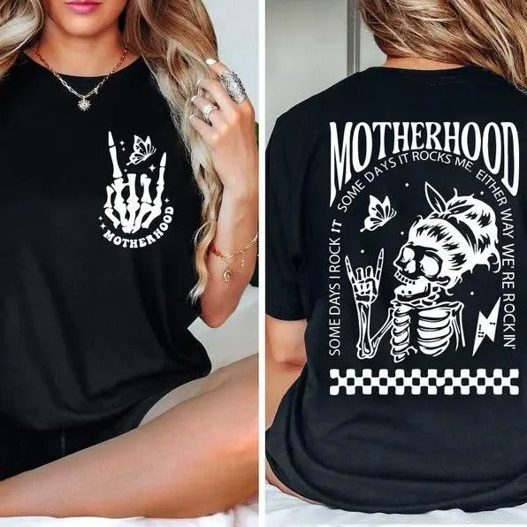 Motherhood Sometimes I Rock It Sometimes It Rocks Me Shirt, Mama Shirt, Mom Shirt Hoodie, Sweatshirt | GrindPrints.com