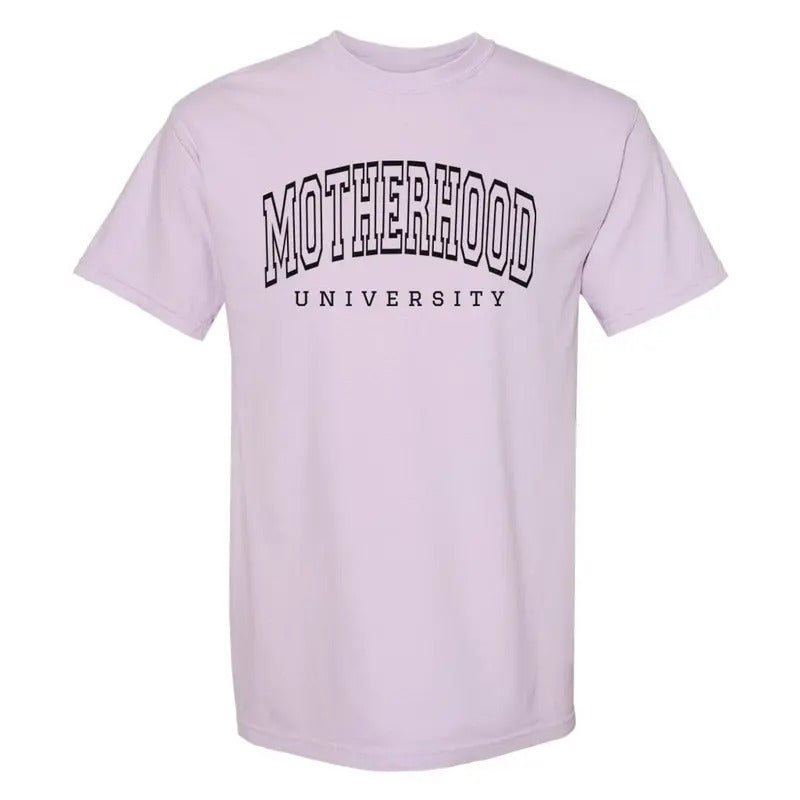 Motherhood University T-Shirt - Short Sleeve Design with Logo, Ideal for Casual Wear Hoodie, Sweatshirt | GrindPrints.com