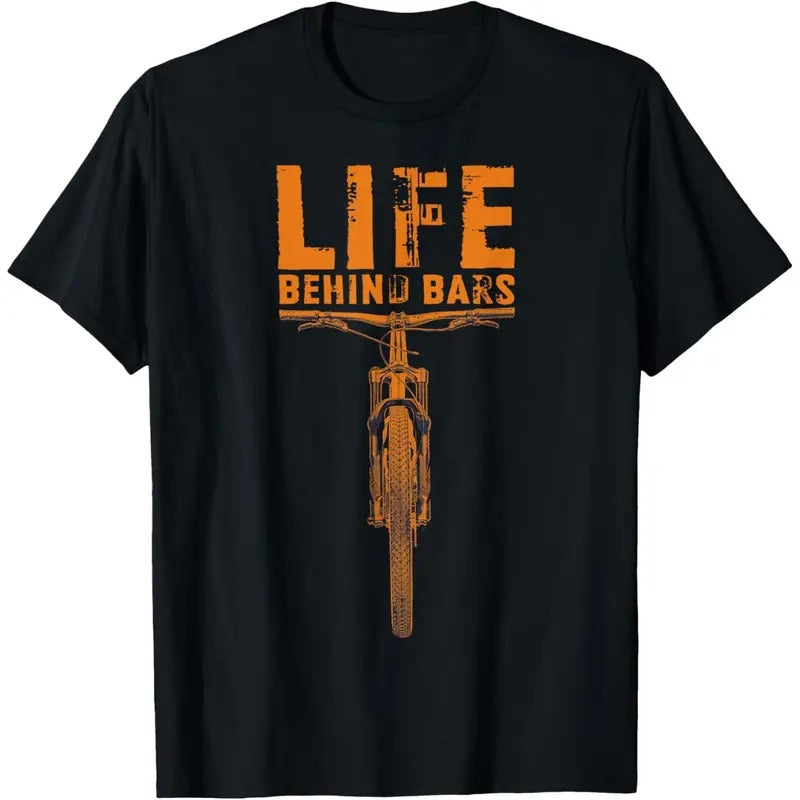 Mountain Bike T-Shirt: Life Behind Bars Funny Biking T-Shirt Made in USA Hoodie, Sweatshirt | GrindPrints.com