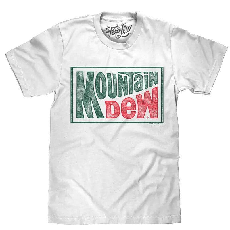 Mountain Dew Retro Logo T-Shirt - White Hoodie, Sweatshirt | GrindPrints.com