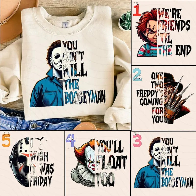 Movie Killers T-shirt Sweatshirt Hoodie Bundle, Halloween Character Shirt Sublimation, Horror Movies Shirt,Michael Myers...