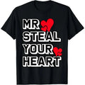 Mr. Steal Your Heart" Valentine's Day Fun T-Shirt - 100% Cotton, Comfort Fit, Short Sleeve, Cartoon Print, Machine...