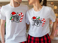 Mr Mrs Shirt Matching Couples Xmas Party Wife Husband New Married Santa Hat Family Short Sleeve T-Shirts, Hoodie, Sweatshirt
