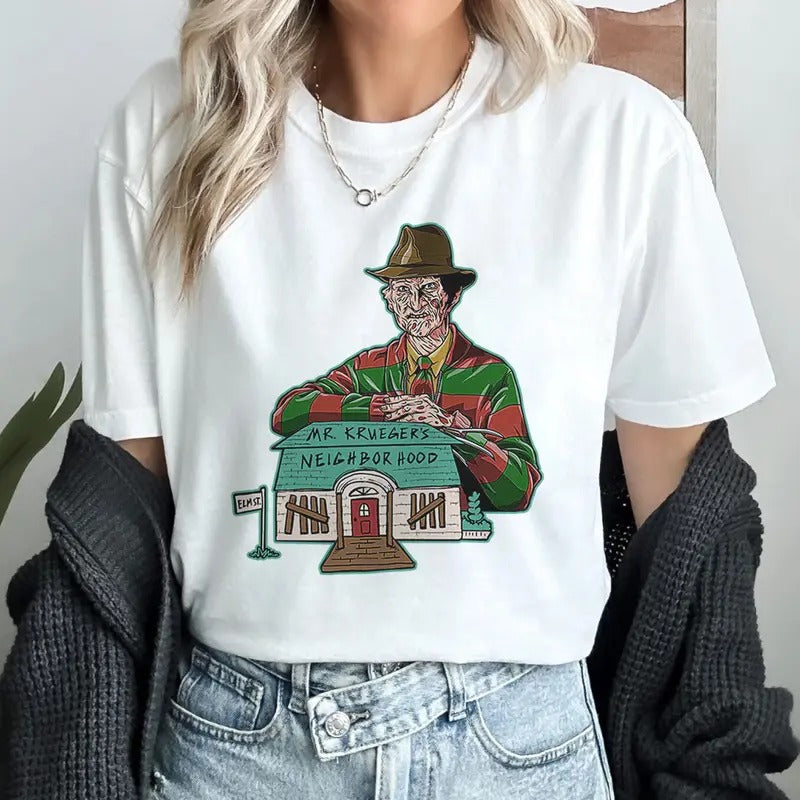 Mr Kruegers Neighborhood House Shirt Nightmare On Elm Street Movie Freddy Krueger Shirt Hoodie, Sweatshirt | GrindPrints.com