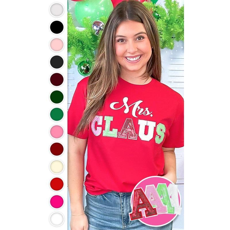 Mrs Claus Sequin Christmas Graphic T-Shirt Hoodie, Sweatshirt | GrindPrints.com