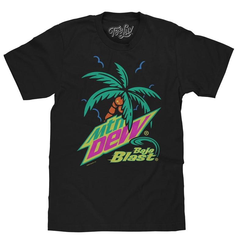 Mtn Dew Baja Blast Palm Tree T-Shirt - Black Hoodie, Sweatshirt | GrindPrints.com